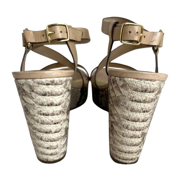 Kate Spade New York Womens Wedge Sandals Beige Snake Print Platform Size 7.5 M - Picture 4 of 6